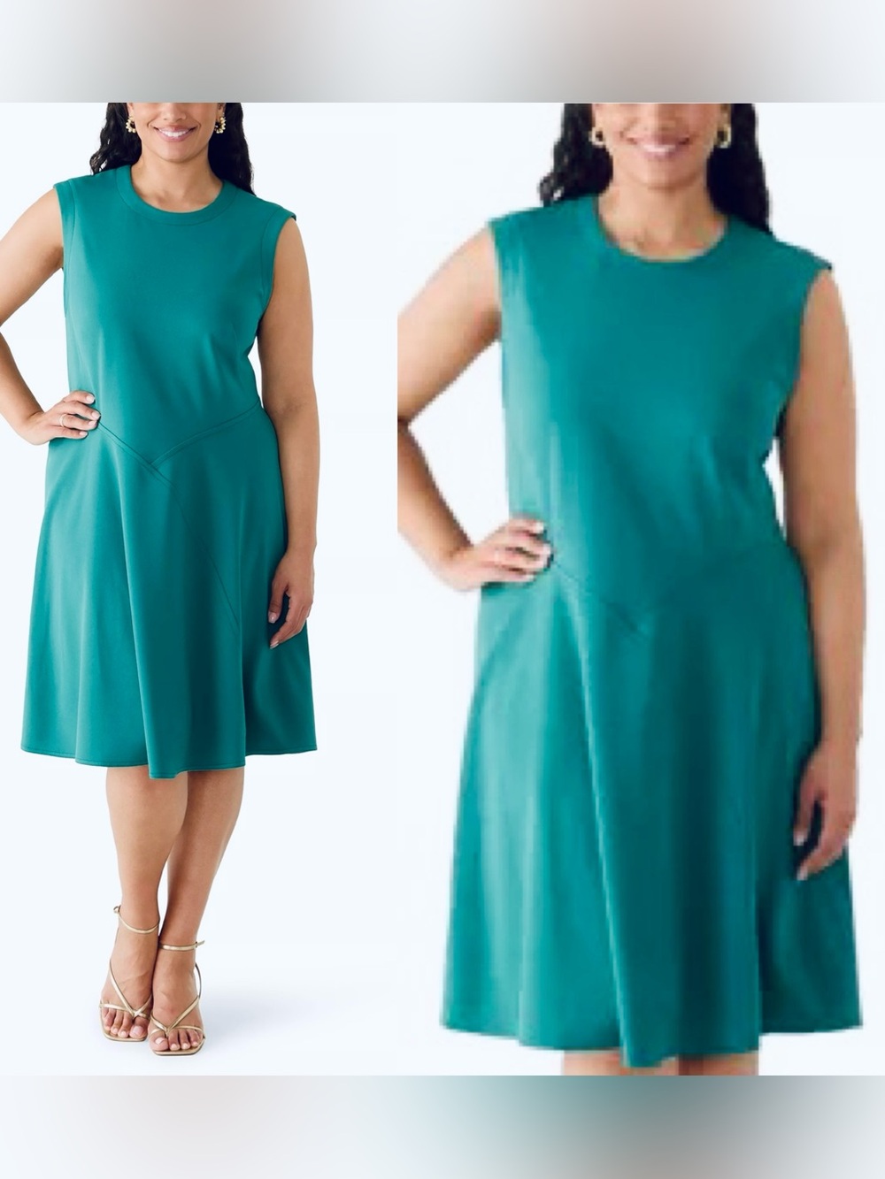 Calvin Klein Fit N Flare  Blue Green  Plus Dress NWT Career Interview Size 20W